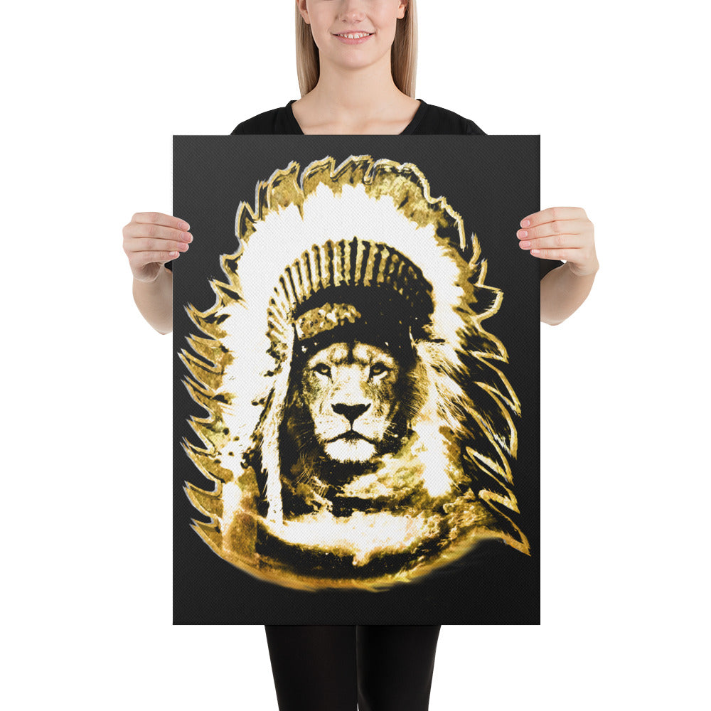 Lion Chief (Black Gold) Canvas